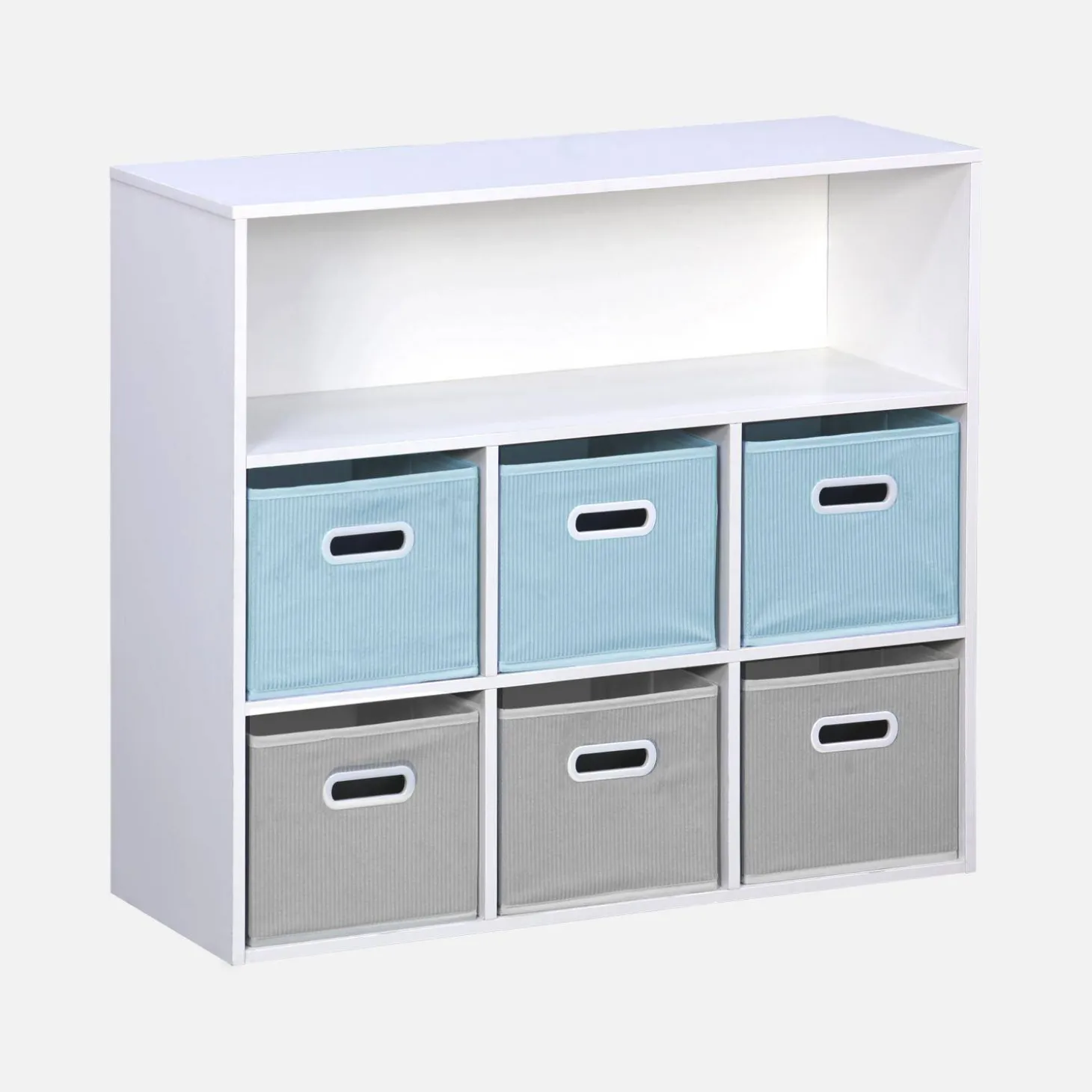 Children's storage unit with 6 velvet baskets