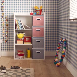 Children's storage unit with 4 velvet baskets