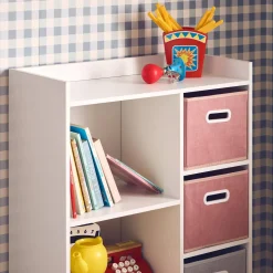 Children's storage unit with 4 velvet baskets