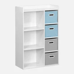 Children's storage unit with 4 velvet baskets