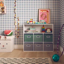 Children's storage unit with 6 velvet baskets