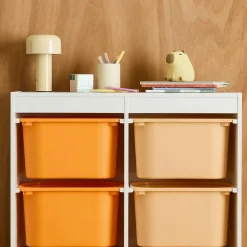 Children storage unit with 6 colourful bins, White