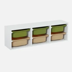 Children storage unit with 6 colourful bins, White
