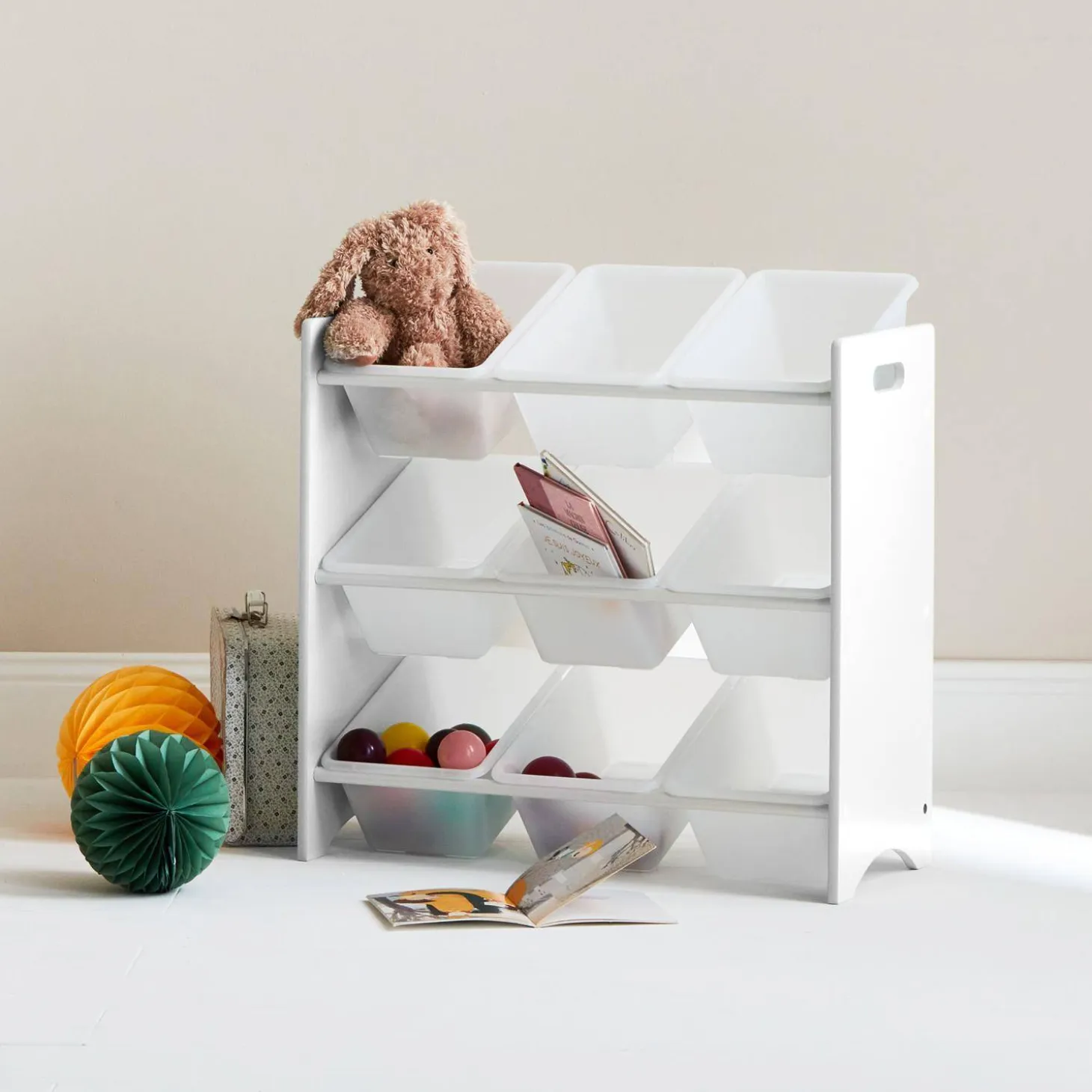 Children's toy storage unit with 9 baskets