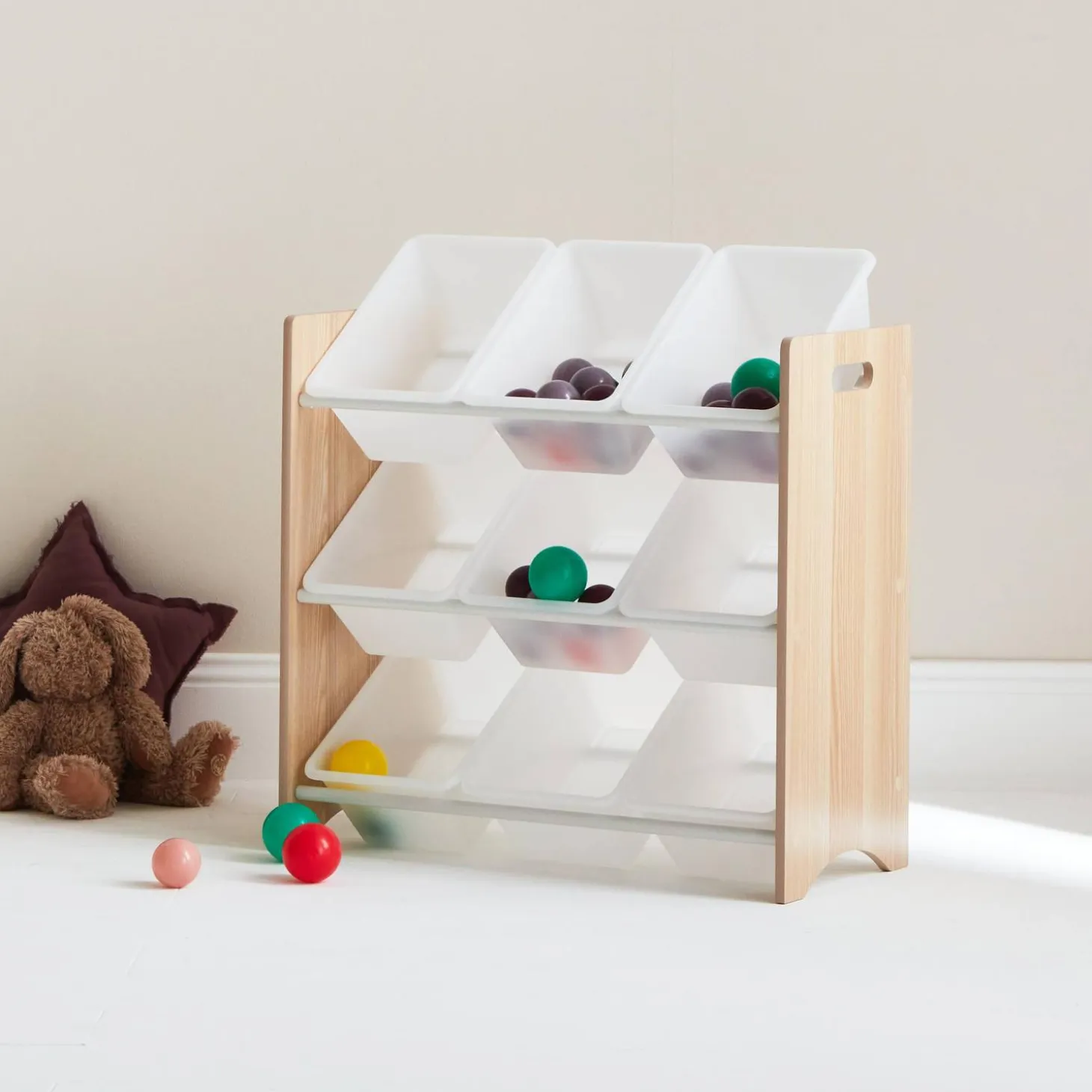 Children's toy storage unit with 9 baskets