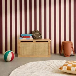 Children's toy storage with wood and cane effect