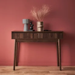 100cm console table with grooved wooden detail