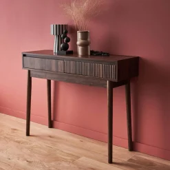 100cm console table with grooved wooden detail