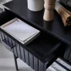 100cm console with grooved wood decor and 2 drawers