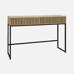 120cm contemporary console in grooved wood effect