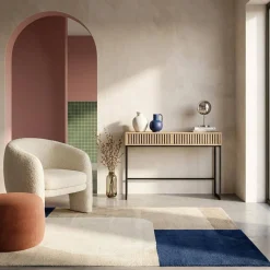 120cm contemporary console in grooved wood effect