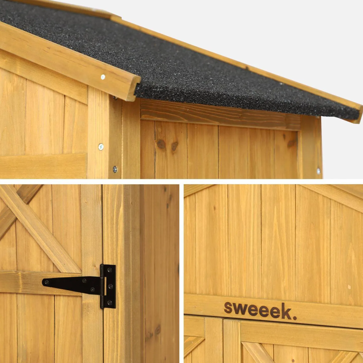 105 cm garden shed in fir wood, 6 storage spaces