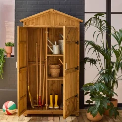 105 cm garden shed in fir wood, 6 storage spaces
