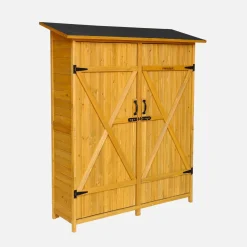 140 cm garden shed in fir wood, 4 storage spaces