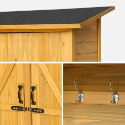 140 cm garden shed in fir wood, 4 storage spaces