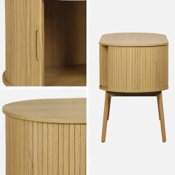 120cm grooved wooden-effect oval desk with two storage spaces