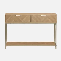 110cm herringbone console table with 2 drawers