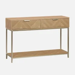 110cm herringbone console table with 2 drawers