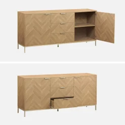 160cm herringbone sideboard with 3 drawers