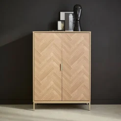 110cm herringbone storage cabinet with 2 doors