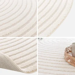160cm interior rug with raised circles in cream