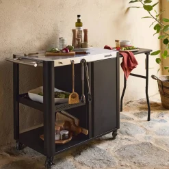 94.5cm outdoor stainless steel cart with folding shelf