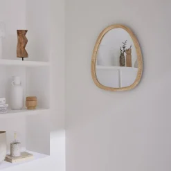 55cm oval wooden mirror
