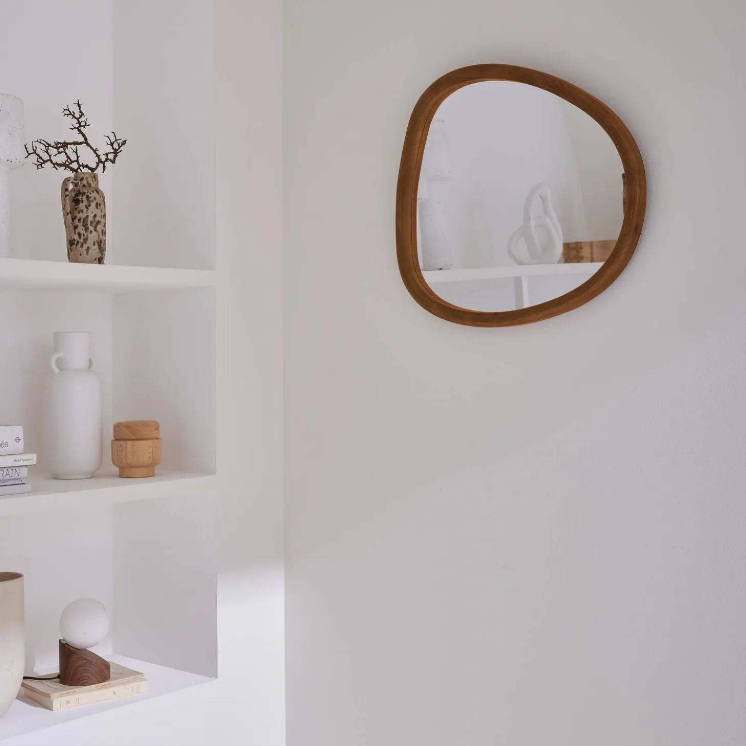 55cm oval wooden mirror