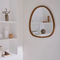 75cm oval wooden mirror
