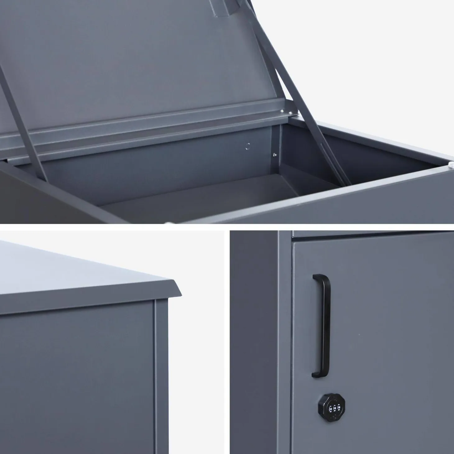 56 cm package box made of galvanized steel with a lock.