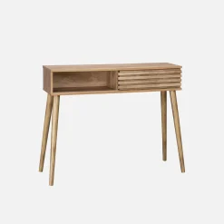 100cm scandi-style console, grooved wood effect