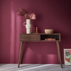 100cm scandi-style console, grooved wood effect