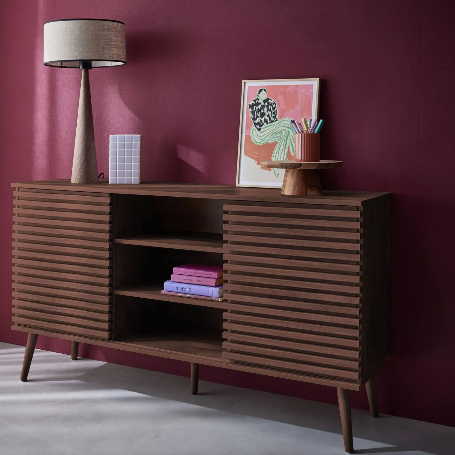 140cm scandi-style sideboard with wooden effect