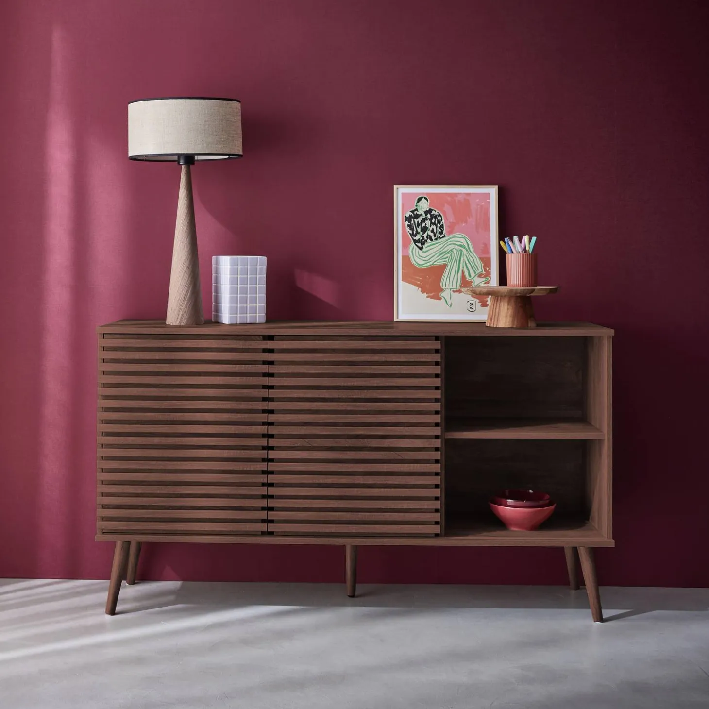 140cm scandi-style sideboard with wooden effect