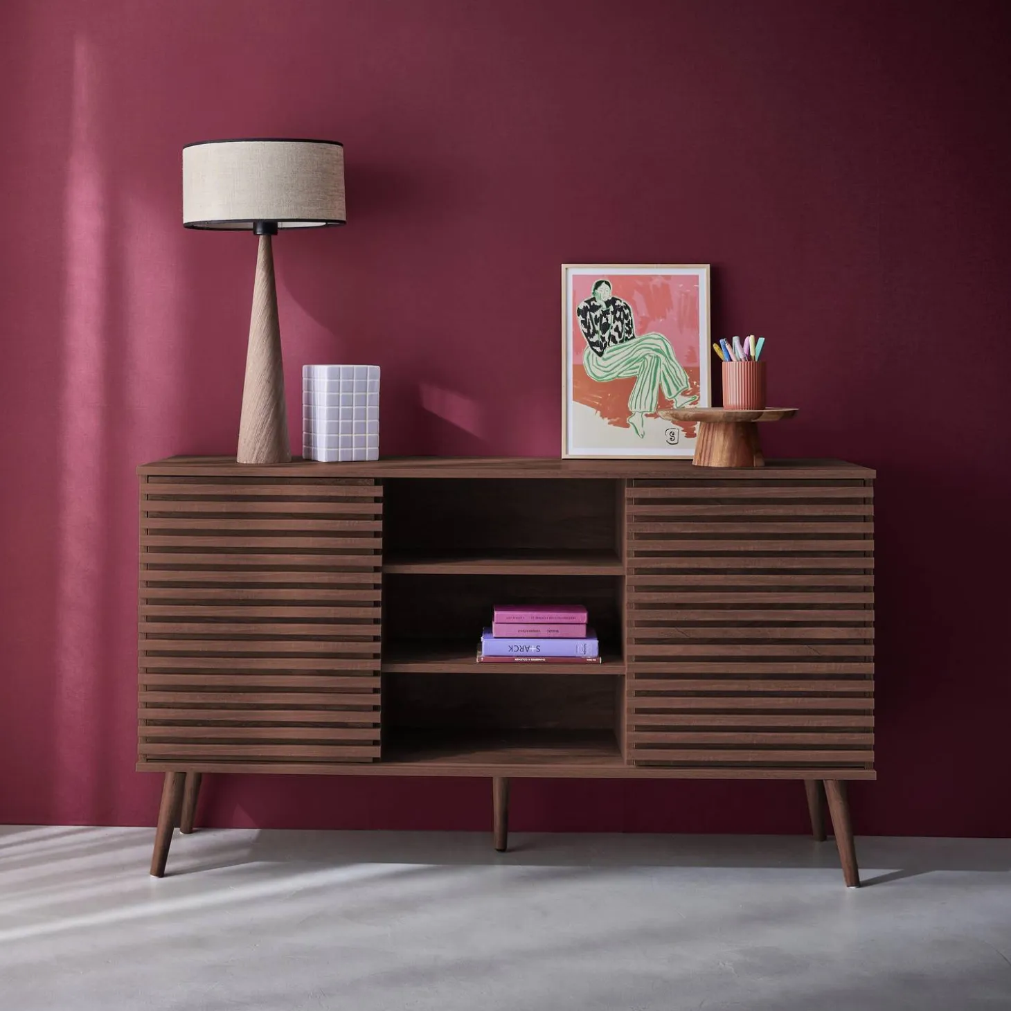 140cm scandi-style sideboard with wooden effect