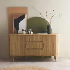 150cm scandi-style sideboard with 2 sliding doors and 3 drawers
