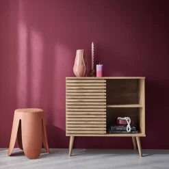 80cm scandi-style sideboard, wood effect and sliding door