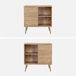80cm scandi-style sideboard, wood effect and sliding door