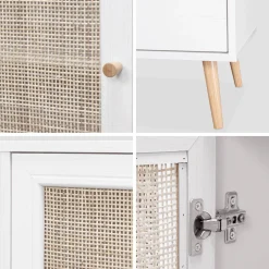 150cm scandi-style wooden and cane effect sideboard