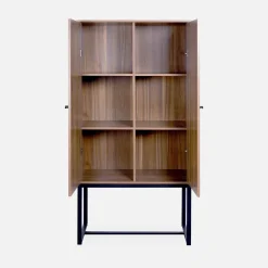 165cm sideboard with wood and cane effect