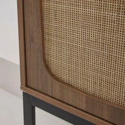 165cm sideboard with wood and cane effect