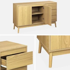 120cm sideboard with wood-effect and 2 doors