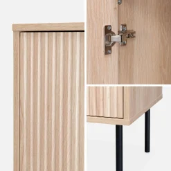 83.5cm storage cabinet with grooved wooden-effect