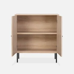83.5cm storage cabinet with grooved wooden-effect