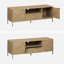 120cm TV unit 2 cupboard herringbone 1 drawer