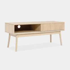 115cm TV unit grooved wood detail 2 doors