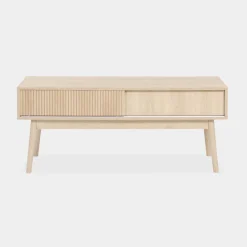 115cm TV unit grooved wood detail 2 doors