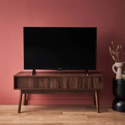 115cm TV unit grooved wood detail 2 doors