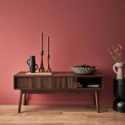 115cm TV unit grooved wood detail 2 doors