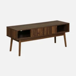 115cm TV unit grooved wood detail 2 doors
